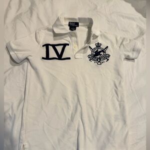 White and blue polo by Ralph Lauren polo shirt with collar size 7